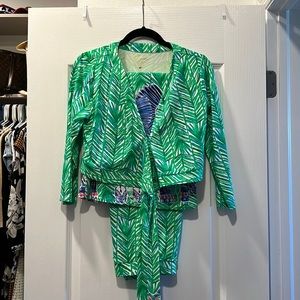Rare Lilly Pulitzer 2 piece Ruari Crop Top and Skirt Toucan Green Size Medium